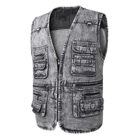 Chaleco Vaquero Informal para Hombre, Personalizable, de Alta Calidad, Transpirable, de Secado Rápido, Ligero, con Cierre de Cremallera, para Verano