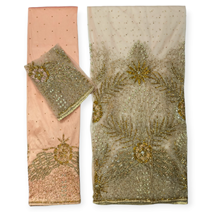 Vestido de Noche y Boda Africana con Pedrería Hecha a Mano, 100% Poliéster, Color y Tela Personalizables, Estilo Dobby, Tela de Malla - Product Image 3