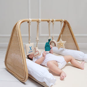 Tapis de gymnastique en rotin d'excellente qualité pour bébé, développement de la motricité, activité en rotin, jeux, gymnases avec jouets suspendus, accessoires - Product Image 5