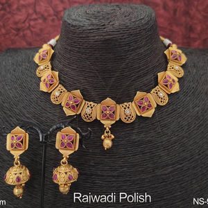 Ensemble de collier Kemp plaqué Rajwadi de belle conception de fantaisie pour les fêtes - Product Image 1