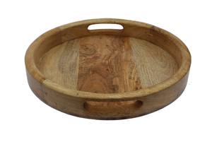 Bandeja de servicio de madera de mango, diseño de lujo, forma redonda, para decoración del hogar, hotel, restaurante, bar, utensilios de cocina, decoración de mesa - Product Image 5