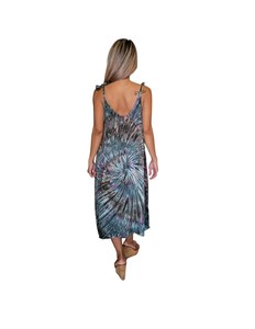 Dernière robe Maxi Boho pour femmes Design Tie Dye unique avec décoration en dentelle Taille haute Chaîne d'épaule réglable Style décontracté - Product Image 4