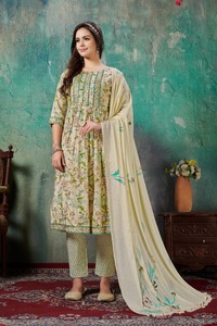 Fourniture en gros de Viscose de soie avec crêpe intérieur et broderie lourde femmes Kurti du fabricant indien - Product Image 2