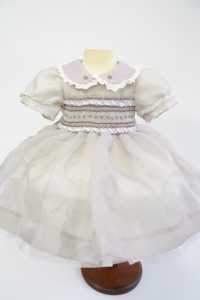 Vestido de Organza Color Marfil para Bebé Niña con Bordado a Mano y Ribete de Encaje, Vestido Clásico de Boutique para Bebés y Niños Pequeños - Product Image 3