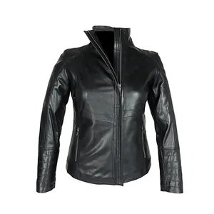 Top venda material fresco projetar sua própria venda quente e tendências a baixo preço Premium quality Women Leather Jacket