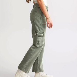 Pantalon cargo pour hommes en coton et polyester avec logo personnalisé, noir, fermeture à la taille élastique, poches latérales multiples, service OEM disponible - Product Image 2