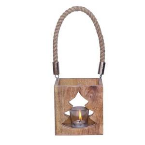 Double bougie de Noël en bois à bas prix votive avec poignée en corde coupe coeur pour cadeau décoratif de Noël fabriqué en inde - Product Image 6