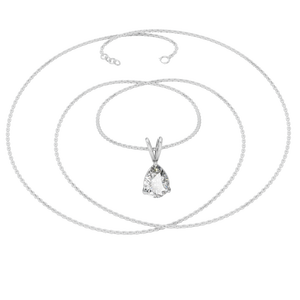 Collier en or massif 14 carats avec chaîne creuse et moissanite taille poire, bijoux fins classiques, cadeaux de fiançailles pour femme - Product Image 5