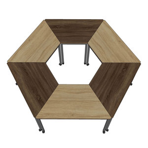 FOS <b>Office</b> Furniture Mobile Trapezoidal Plywood <b>Table</b> 120x60cm Minimalist Modern Design with Round Iron Legs FOS010 - Product Image 5