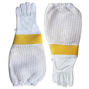 Guantes ventilados de piel de cabra para apicultura de 3 capas con puño de goma Equipo de protección para apicultura de alta calidad Servicio OEM - Product Image 2