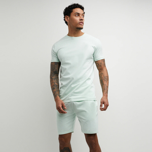 OEM Custom Men's Gym Wear-Slim Fit Breathable Training T Shirts and Shorts 100% Cotton Twin <b>Sweat</b> <b>Set</b> for Summer Wholesale - Product Image 2