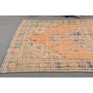 Vintage 5ft 8in X 8ft 8in tapis turc Orange bleu Patchwork Design Style classique laine Viscose matériel Latex pour chambre à coucher - Product Image 2