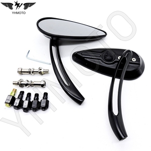 YHMOTO Heavy Duty espejo retrovisor negro motocicleta accesorio Ruckspiegel piezas para Harley Dyna Heritage motocicleta en caja - Product Image 2