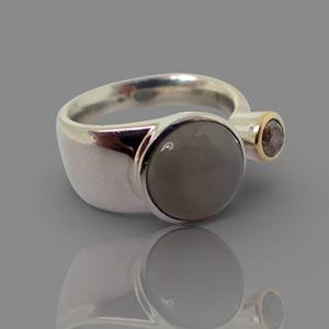 Anillo Abierto Cristiano de Plata de Ley 925 para Mujer, con Incrustaciones de Piedras Preciosas, Diseño Étnico de Concha y Fritillaria, Dos Piedras, Resistente al Agua - Product Image 1