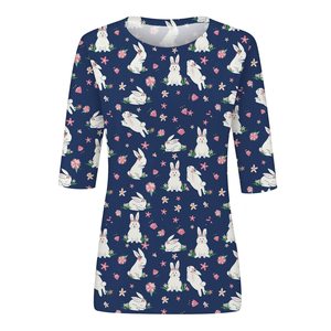 T-shirts d'été en coton élasthanne respirant pour femmes avec logo personnalisé en gros - Product Image 2