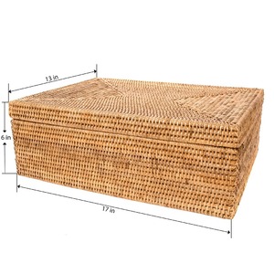 Cesta rectangular de ratán tejida a mano, cesta de almacenamiento hecha a mano, venta al por mayor, ecológica, hecha en Vietnam - Product Image 3