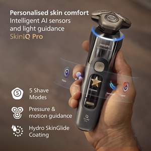 Afeitadora Eléctrica Inteligente Húmeda/Seca con Sistema de Corte Mti-Blade, 5 Modos de Afeitado, Triple Cuchilla, IPX7, Lavable, Repuesto - Product Image 1