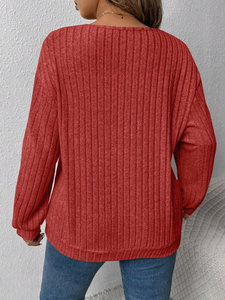 Suéter de Punto Tipo Waffle de Cuello Redondo para Mujer, Personalizado, de Color Sólido, para Invierno - Product Image 2