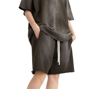 Short léger délavé à l'acide pour hommes avec logo personnalisé Short respirant délavé à l'acide à impression numérique de dernière génération - Product Image 3