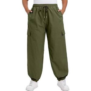 Pantalones Cargo Estilo Jogger Cómodos para Mujer, Cintura Elástica, Frente Plano, Múltiples Bolsillos, Ropa Casual de Invierno con Decoración de Bolsillos - Product Image 1