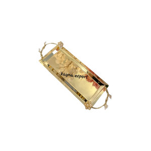 Vente en gros en gros Commande personnalisée Plateau décoratif en acier inoxydable pour les aliments et le service de sucreries Nouveaux plateaux en verre et en métal en acier - Product Image 1