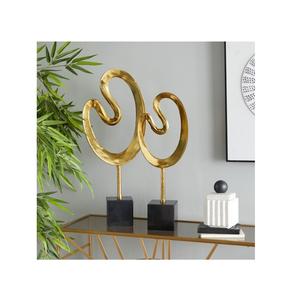 Sculpture abstraite moderne, accessoires de décoration intérieure, accents dorés, artisanat en métal aluminium - Product Image 6