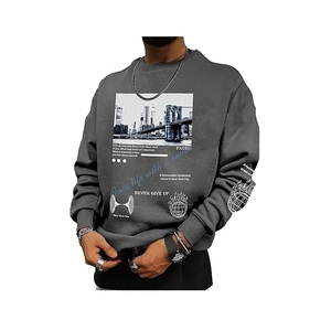 Sudadera de hombre de lana de algodón 2025 de peso pesado de manga larga con cuello redondo y estampado orientado a la exportación más viral 100% - Product Image 1