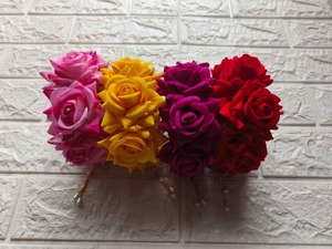 Bracelet Gajra élégant en velours fleur rose pour bijoux de mariée indiens Haldi Mehndi Sangeet faveur main réglable Gajra pour femmes - Product Image 3