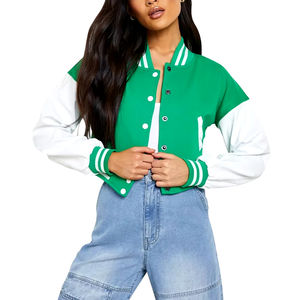 Chaqueta universitaria de calidad superior para mujer, manga larga acolchada, diseño de béisbol bordado, lana, poliéster, punto acolchado - Product Image 1