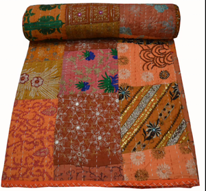 Khambadiya Kantha edredón indio hecho a mano algodón Kantha edredón tiro vida Reversible Kantha colcha mano bloque estampado edredones OEM - Product Image 3