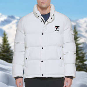 OEM Men's Winter Jacket Fashionable <b>100</b>% Polyester Woolen <b>Fabric</b> New Design Washed Quilted Jacket Bubble Zipper for Outdoor - Product Image 2