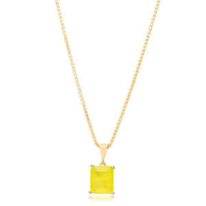 Collier à breloques en argent sterling 925 fait main en pierre naturelle de couleur jaune - Product Image 1
