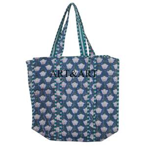 Sac fourre-tout vintage pour femme en coton 100% de haute qualité fait à la main, imprimé floral, tendance, élégant, sac à bandoulière, fermeture ouverte - Product Image 1