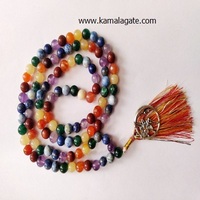 Natürliche Edelstein 8mm Runde Perlen Handgefertigte Gebetskette Lebensbaum-Charm Quaste Reiki-Schmuck Erntedankfest