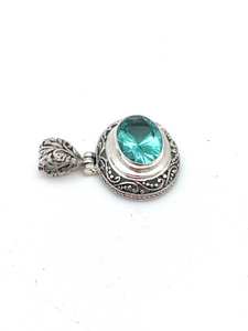 จี้หินธรรมชาติทรงรีกว้าง ชุบโรเดียม/ทอง ทำด้วยมือ เครื่องประดับเงินแท้สไตล์ชนเผ่าดั้งเดิม ของขวัญสำหรับเธอ - Product Image 2