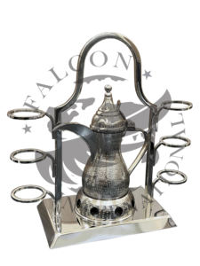 Plateau de calligraphie arabe en acier inoxydable du Moyen-Orient pour servir le plateau de service nickelé - Product Image 3