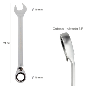 Chiave Combinata con Cricchetto 19 mm. DIN 3113 - Product Image 2