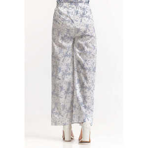 Pantalon large bleu pour femme style Hip Hop WM-TRC-SS24-002 Taille haute Respirant Décoration à motifs Coupe ample Pantalon de mode froissé - Product Image 1