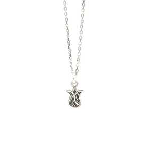 Collar de Tulipán de Plata de Ley 925 con Baño de Oro de 14K, Cadena de Eslabones Religiosa Vintage con Diamante y Perla Principal para Compromiso - Product Image 2