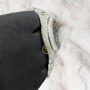 Reloj de Lujo con Diamantes Cultivados en Laboratorio de Alta Calidad, Esfera con Números Romanos, Diamantes Baguette, Estilo Bustdown, Venta al por Mayor, Proveedor OEM/ODM - Product Image 2