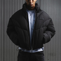 Veste d'hiver matelassée coupe-vent chaude et surdimensionnée pour homme, style streetwear urbain, personnalisable en gros