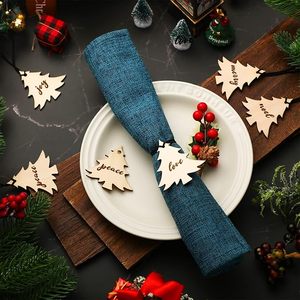 Christmas Napkin Ring X-Mas Tree Napkin Ring <b>Wood</b> <b>Rustic</b> Napkin Ring Buckles for Christmas <b>Dining</b> <b>Table</b> Decoration - Product Image 3