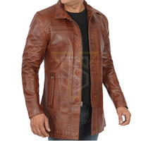 Service OEM Manteau en cuir pour hommes de qualité supérieure Long avec fourrure et boutons Décorations Manteau du Pakistan