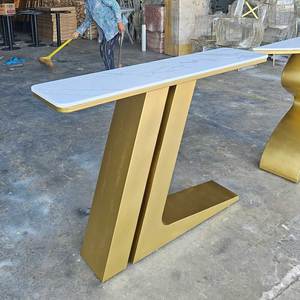Modern 120x30x85cm <b>Console</b> <b>Table</b> with Marble Top and Iron Legs <b>for</b> Living Room <b>Entry</b> Villa or Hotel-CST075 - Product Image 6