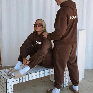 Ensemble de jogging surdimensionné personnalisé unisexe, survêtement de Couple en molleton de coton - Product Image 2