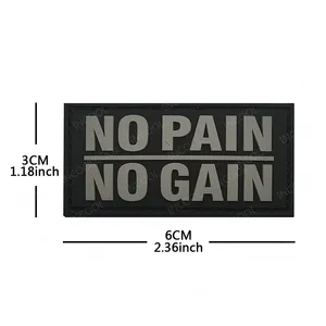 Patchs de broderie 3D en caoutchouc PVC blanc lueur foncé sans douleur sans gain Proverbe effort Phrases de motivation Badges réfléchissants sans douleur - Product Image 5