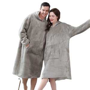 Muestra Disponible Sudadera con Capucha Extra Grande de Invierno con Mangas, Sudadera de Felpa, Sudadera con Capucha a Cuadros para Mujer, Sudadera con Capucha Extra Grande con Bolsillo - Product Image 4