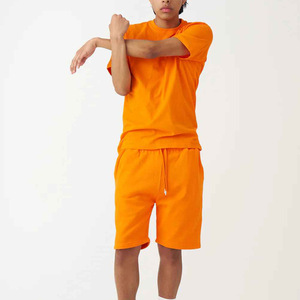 Vente en gros de shorts d'été neufs pour hommes, ensembles de shorts décontractés à manches courtes, ensemble de survêtement uni, ensemble 2 pièces en coton respirant pour hommes - Product Image 5