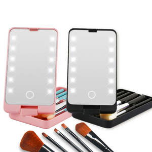 Espejo de Maquillaje LED de Escritorio, Espejo Cosmético Compacto de Una Sola Cara, Rectangular, Plegable, Portátil, con Función de Aumento - Product Image 6