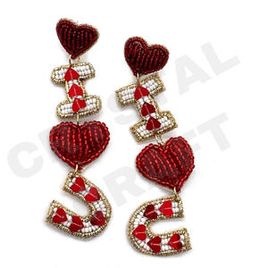 BOO Vintage Designer <b>Beaded</b> Earrings for Women Patriotic Memorial Day Orange White Blue Colour <b>Fabric</b> Wedding Occasion - Product Image 4